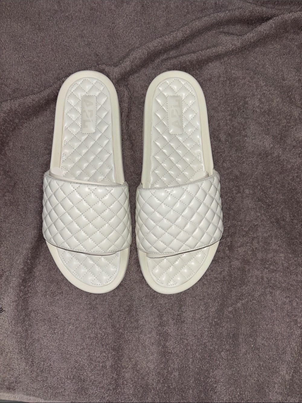 APL White Quilted Slide Sandals for men 195 retail